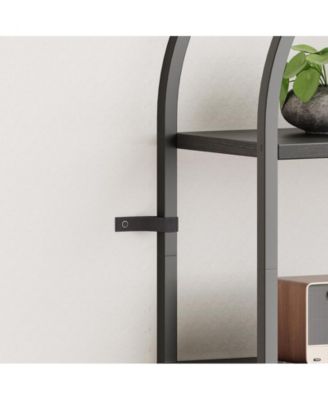 Bookshelf 5 Tier Bookcase Arched Display Racks Tall Standing Bookshelves Metal Frame Open Storage Rack Shelf Large Black Book Shelf for Bedroom, Living Room, Home Office