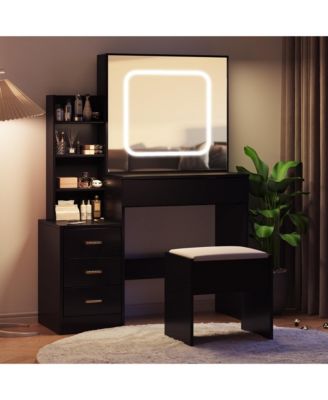 Bedroom Dresser with Electrical Outlet 4 Drawer Storage Cabinet Dresser