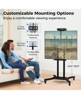 Mobile TV Stand for 32-70 inch Flat or Curved TVs up to 110 lbs w/AV Shelf