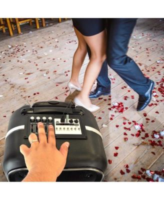 12 Inch Full Range Portable Bluetooth Karaoke Loudspeaker, Karaoke Microphone, Built-in Rechargeable Battery with FM Radio. (PWMA1225BT), Black