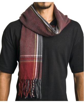 Men's Scarf Soft Knit Winter Scarves Plaid Striped or Solid Neck Covering Long Warm Stylish