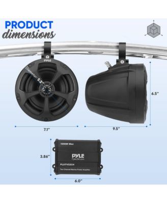 5.25'' Waterproof Off-Road Speakers with 2-Channel Amplifier, 1000W, Chrome