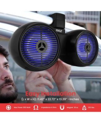 8'' Marine Bluetooth Wakeboard Speaker System with LED Lights, 300W, Black