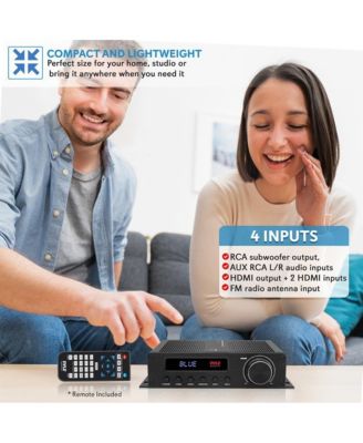 Compact 5.1-Channel Bluetooth Amplifier - Hi-Fi AV Audio Amp Receiver with HDMI Output, FM Radio with Digital LED Display (100W MAX)