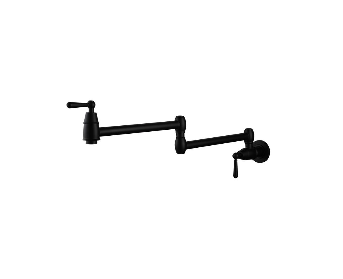 Contemporary Wall Mount Swing Arm Folding Pot Filler Kitchen Faucet - Brushed gold