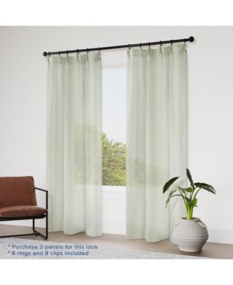 Madison Pinch Pleat Single Curtain Panel with Hooks and Rings, 38"X84"