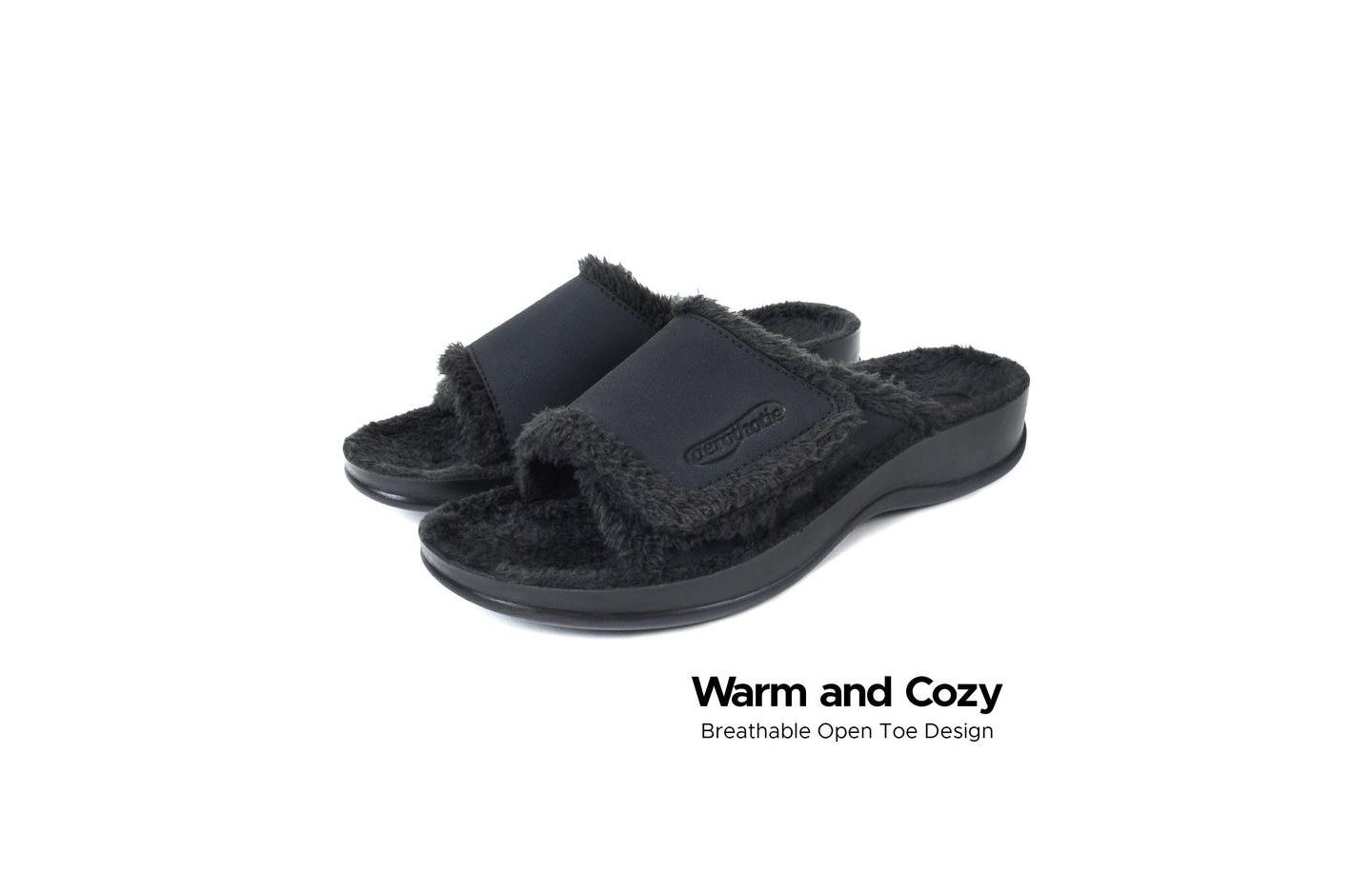 Женские тапочки Aerothotic Hadley Cozy Faux Fur Slipper, цвет: Чёрный — фото 4