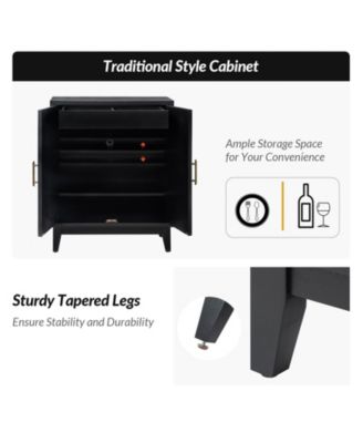 Eusebio Traditional Accent Cabinet with Hidden Drawer and Tapered Legs