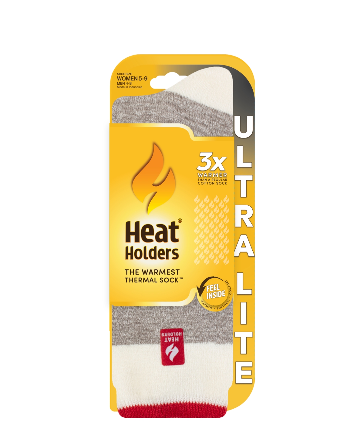 Heat Holders Ultra Lite Lana Cream Block Twist Crew Socks In Gray