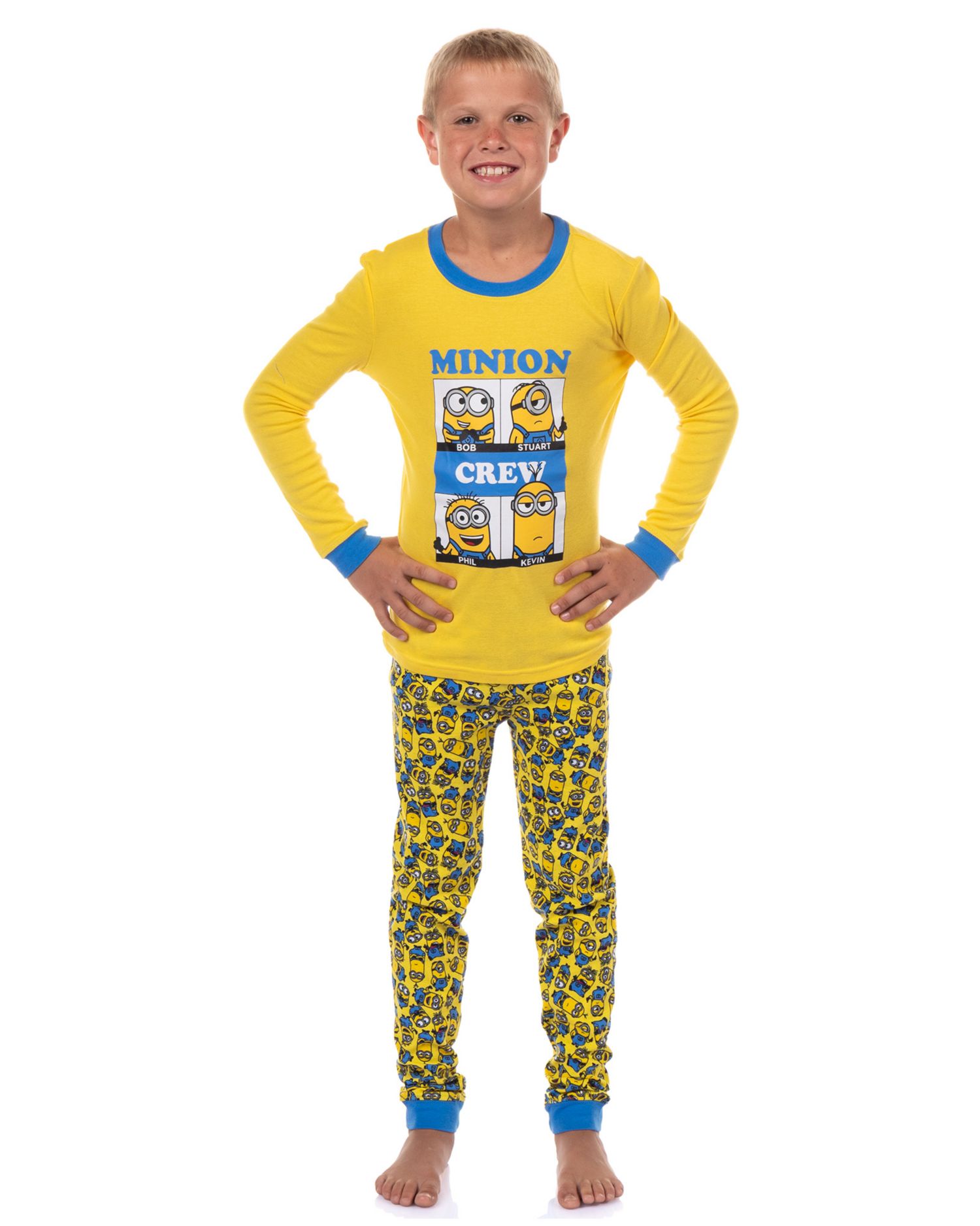 Big Boys Minions Crew Bob Stuart Phil Kevin Sleep 2PC Pajama Set
