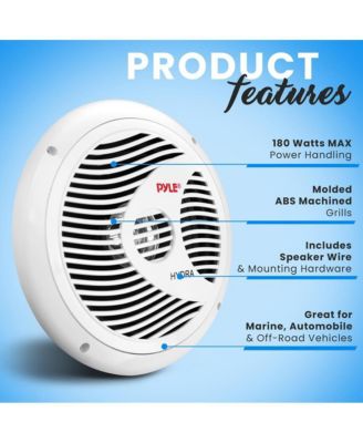 8" Waterproof Marine Component Speakers - 180 Watt, White