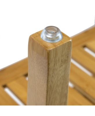 Bamboo Shower Bench Stool with Shelf - 2-Tier Wood Storage & Seating for Bathroom, Shower Bench Chair, Bath Stool, Spa Sauna Seat