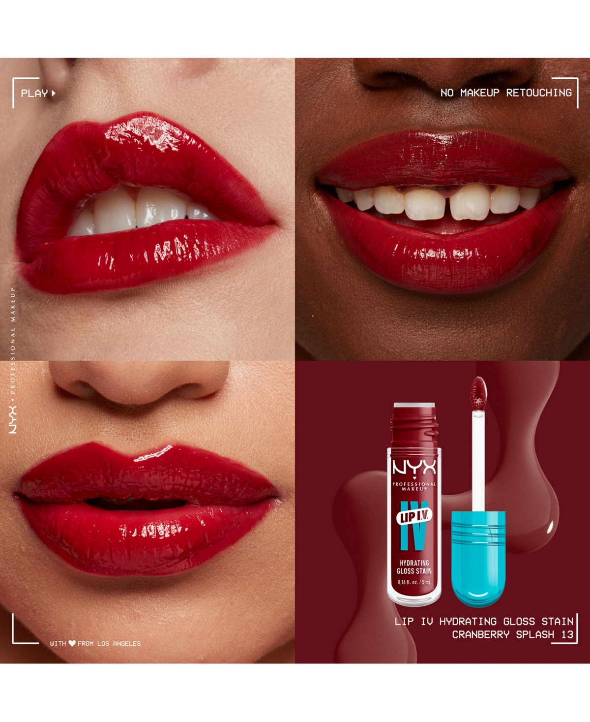 Nyx Professional Makeup Lip Iv Hydrating Gloss Stain In Cranberry Splash