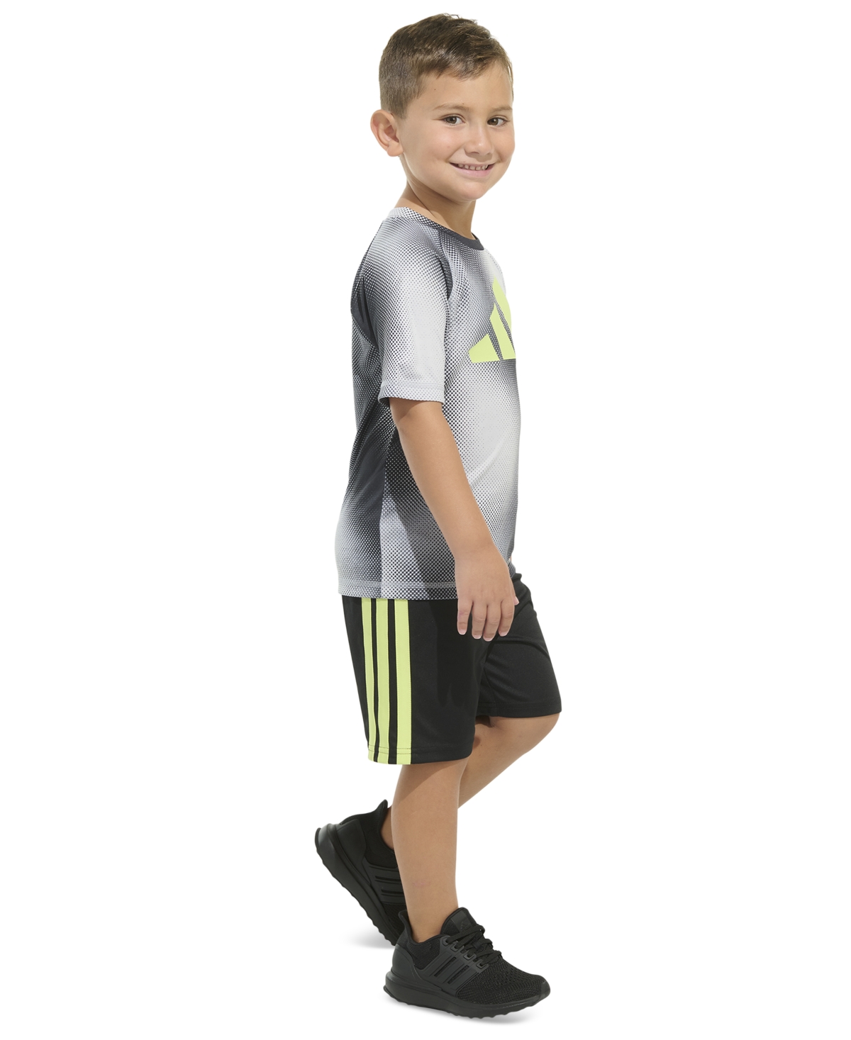 Adidas Originals Toddler & Little Boys Short-sleeve Raglan Printed T-shirt & Shorts, 2 Piece Set In Halo Silver