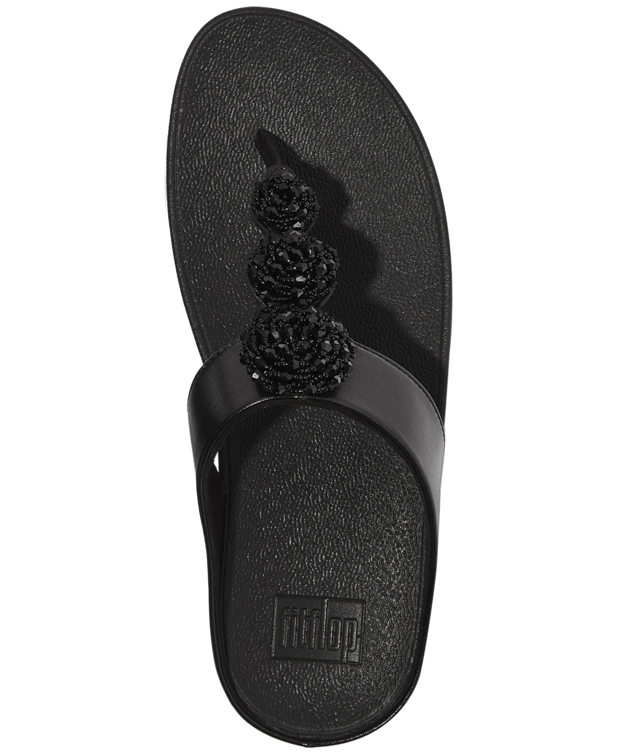 Fitflop Fino Beadie Flip Flop In Metallic Black