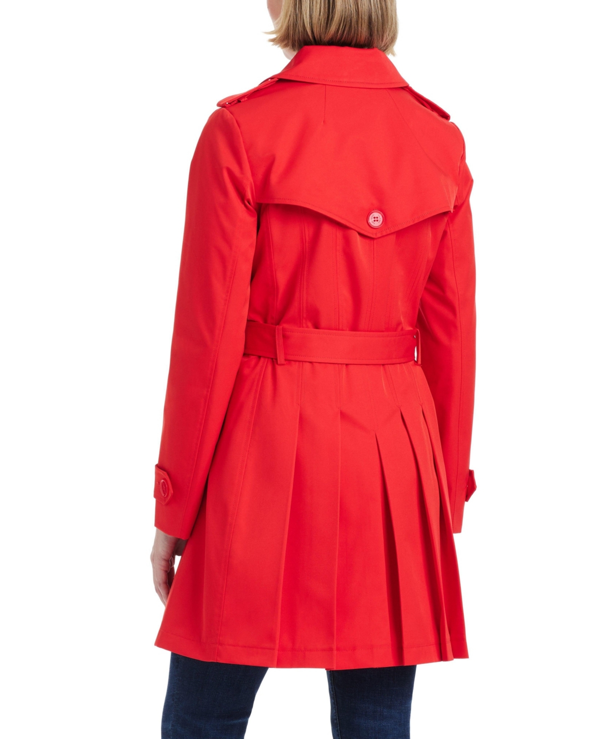 Kate Spade Women S Short Single-breasted Pleated Back Trench Coat In Classic Red