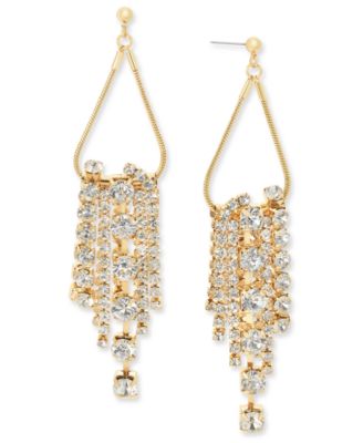 Macy's - Gold-Tone Crystal Stone Fringe Drop Earrings