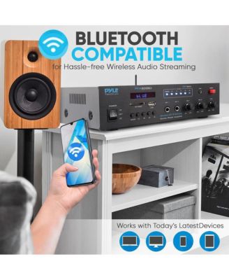 Bluetooth Public Address Amplifier - Compact PA Speaker & Microphone Receiver System with (2) Mic Inputs, MP3/USB/SD Readers, FM Radio (300W MAX)