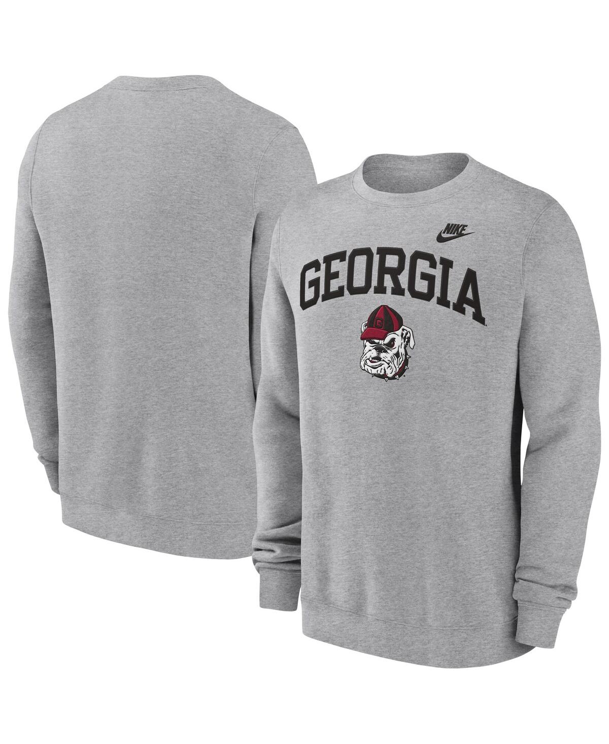 Nike Men's Heather Gray Georgia Bulldogs Legacy Classic Tackle Twill Embroidered Arch Over Logo Pullover Sweatshirt - Heather Gray