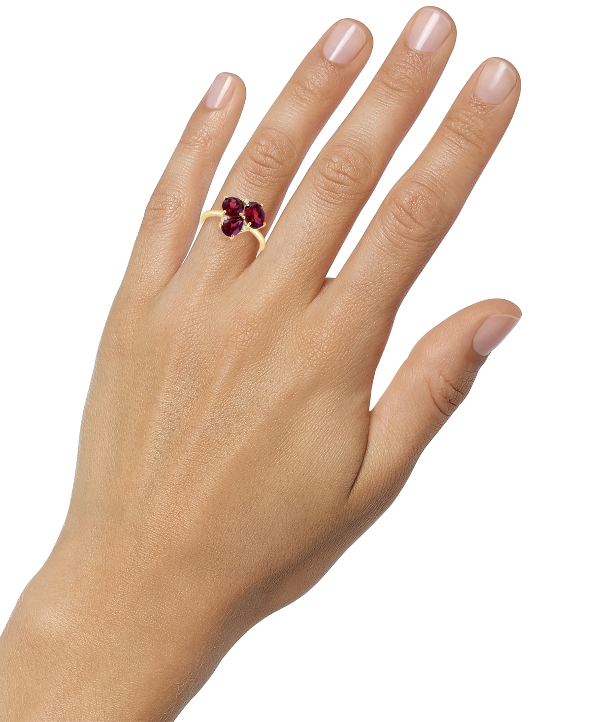 EFFY COLLECTION EFFY GARNET (3-3/4 CT. T.W.) & DIAMOND (1/20 CT. T.W.) MIXED CUT CLUSTER RING IN 14K GOLD 