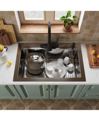 33inch L x 22inch W Drop-in Kitchen Sink with Accessories