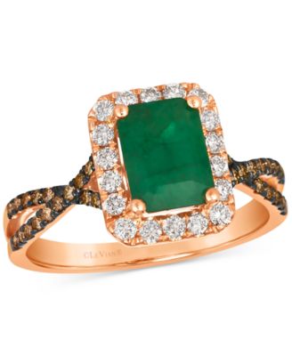 Le Vian - New Emerald (1-1/5 ct. t.w.) & Diamond (1/2 ct. t.w.) Halo Twist Ring in 14k Rose Gold