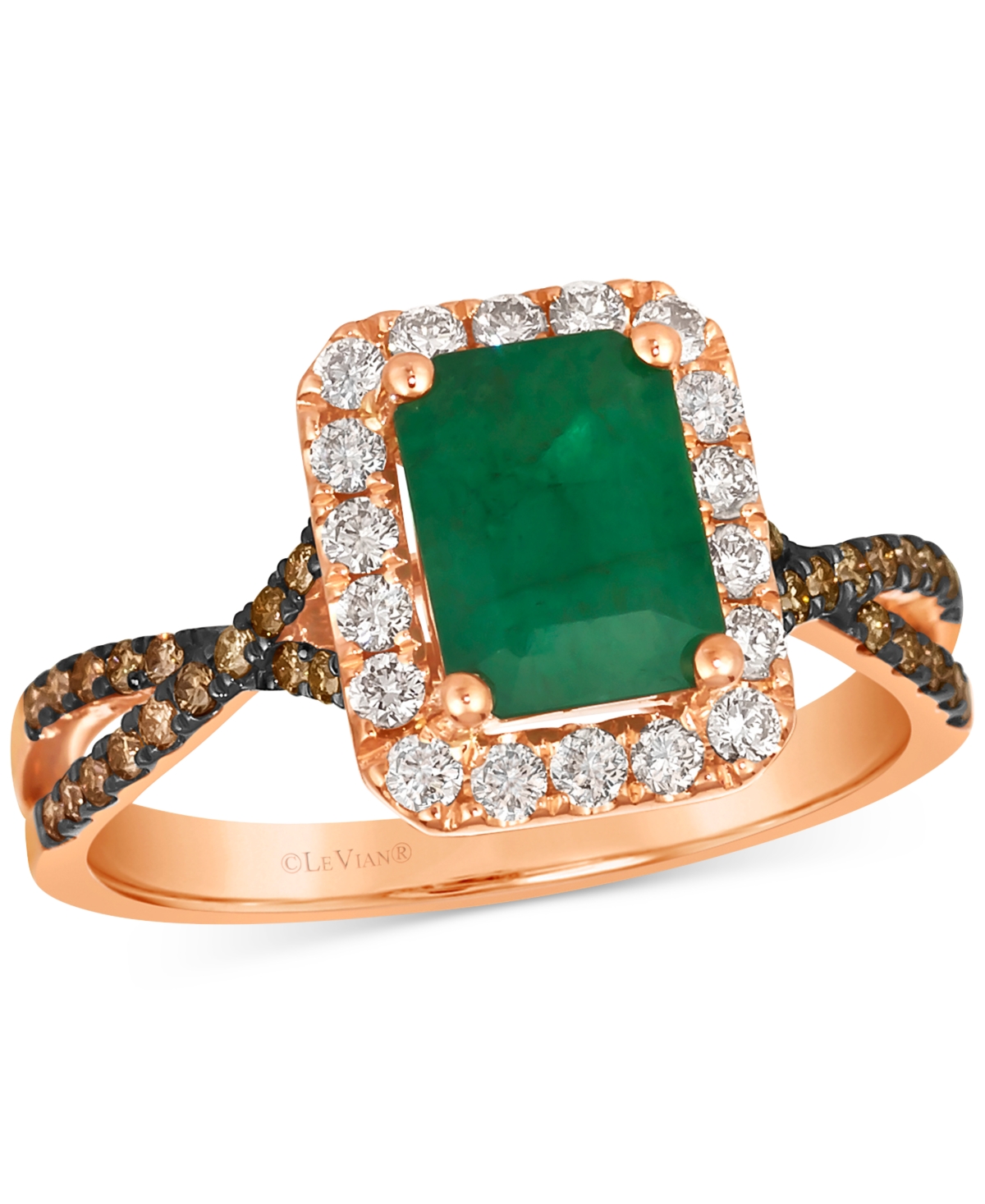 Le Vian Ladies Costa Smeralda Emerald Rings Set In 14k Strawberry Gold In Rose Gold