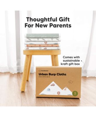 Kids 5pk Urban Burp Cloths, Organic Burping Cloth for Babies, Burp Rags