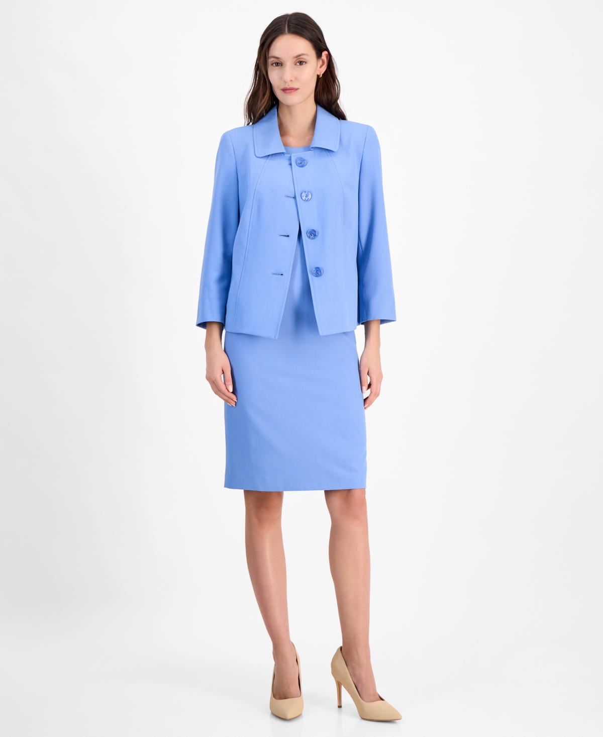 Women's Seamed Dress Suit, Regular & Petite - Pale Blue