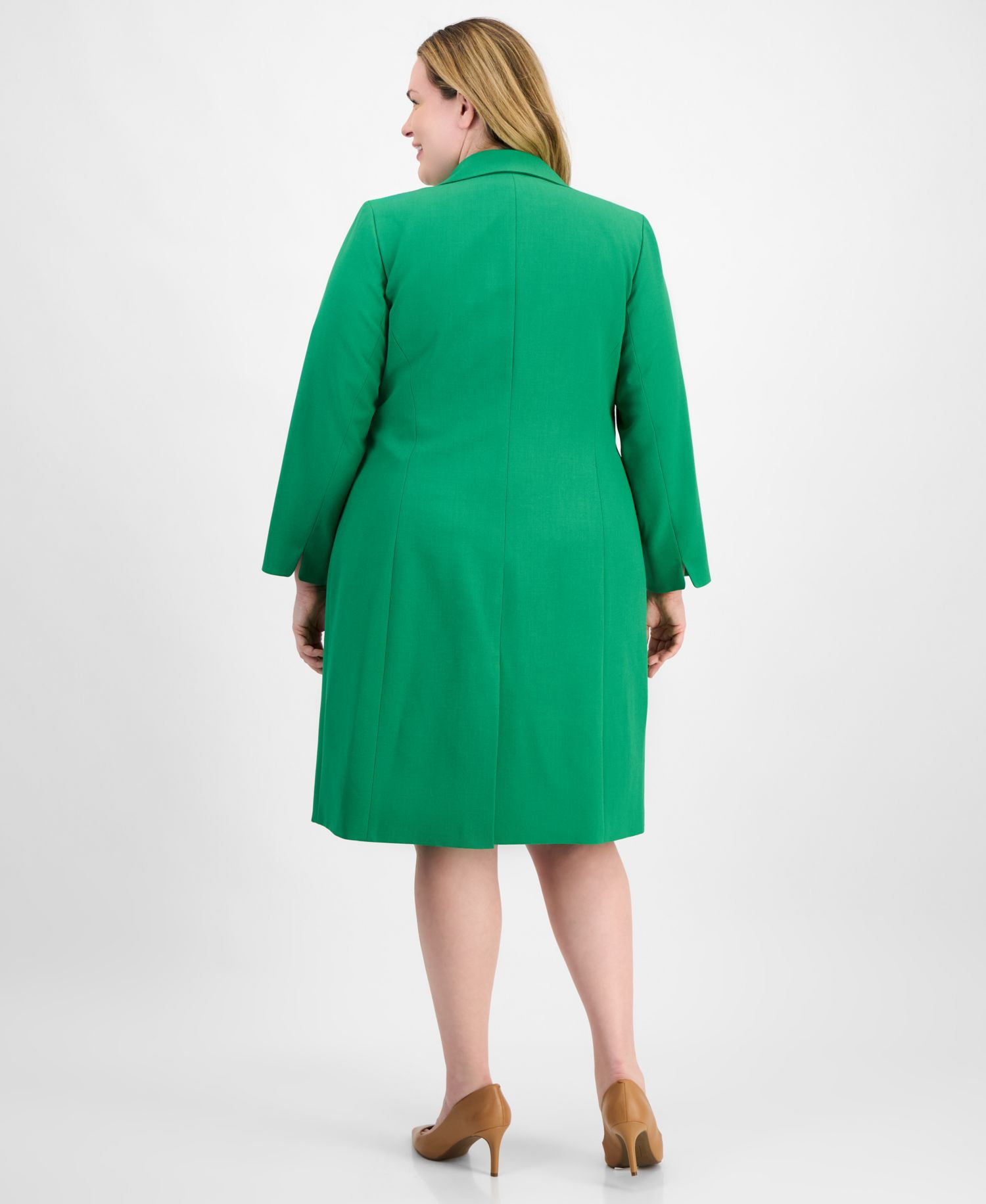 Plus Size Elongated Blazer 2 Piece Dress Suit