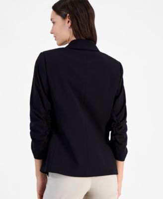Women's Ruched-Sleeve One-Button Blazer