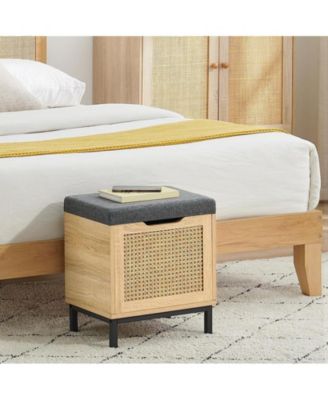 Shoe Storage Bench, Entryway Bench with Sorage Box, 2 in 1 Shoe Bench Set, Metal and Wood Shoe Rack Organizer Shelf with Cushion for Entryway, Bedroom, Hallway