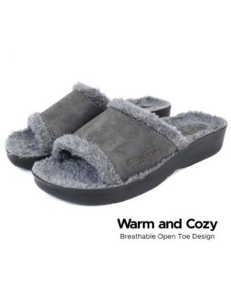 - Aspen Fuzzy Strap Ladies Arch Support Slides