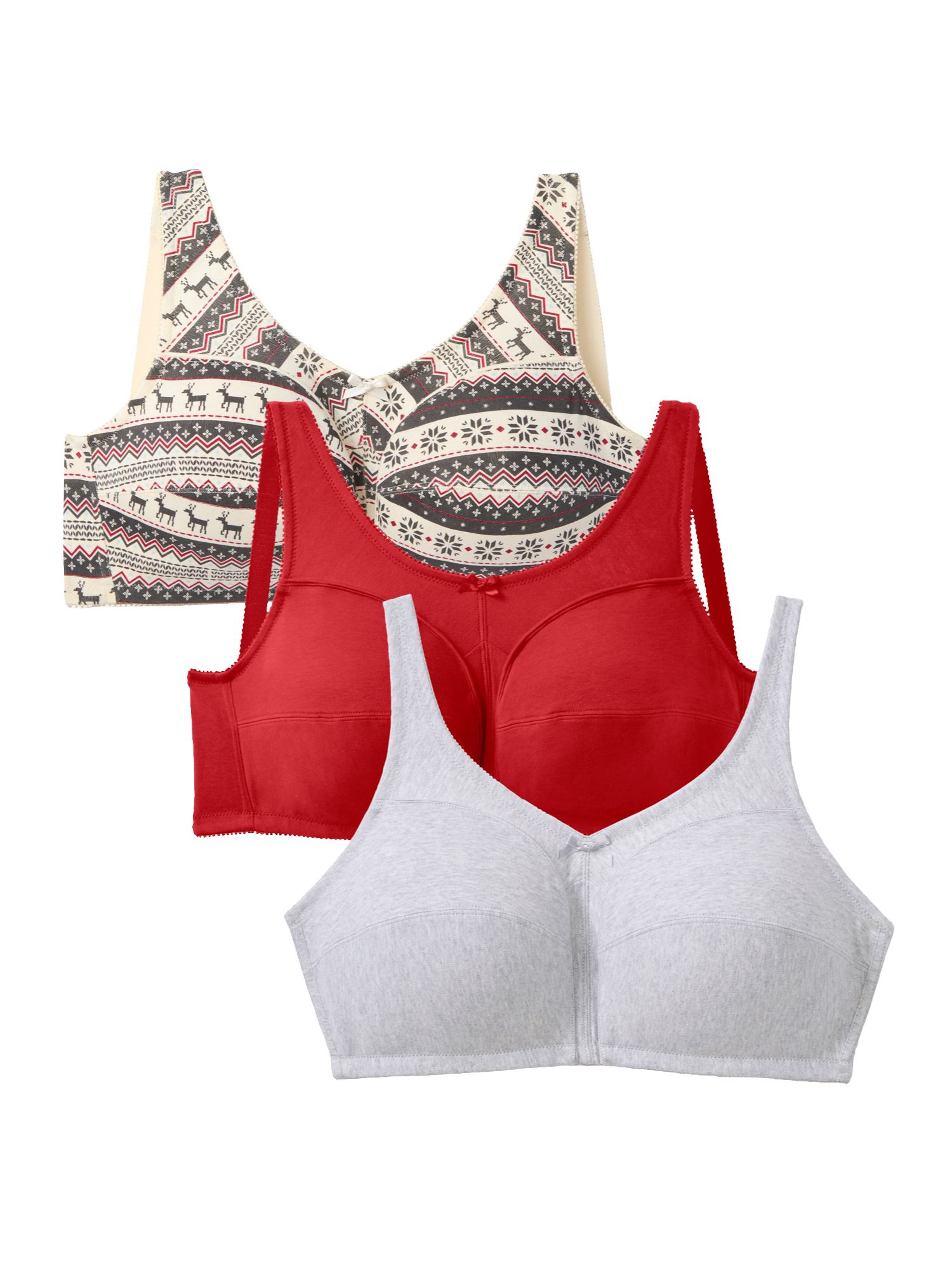 Women's 3-Pack Wireless Light Support Cotton Bra