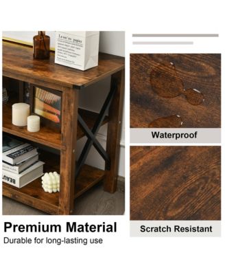 Modern Farmhouse TV Stand Entertainment Center for TV's up to 55'' w/Open Shelves