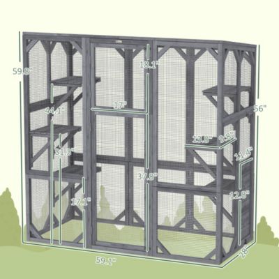 Catio Outdoor Cat Enclosure for 1-3 Cats, 59" x 28" x 60",
