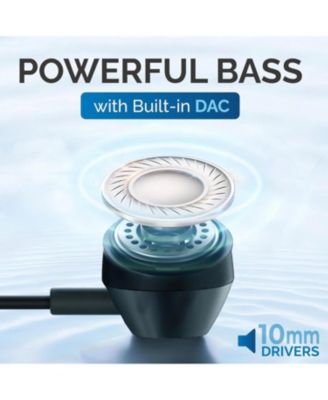 Wired Earbuds USB-C with Microphone Type-C Headphones, Powerful Bass, Lightweight In-Ear Design, 3-Button In-Line Remote