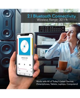 12-Channel Audio Karaoke Bluetooth Amplifier - Stage & Studio Sound Mixer Receiver System with Microphone Talk-Over, MP3/USB/SD/AUX, Rack Mount (6000W MAX)