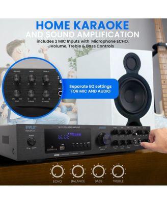 5-Channel Audio Amplifier - Multi-Source 1/4” Audio/Microphone Input, USB/SD Readers, FM Radio, Built-in Bluetooth for Wireless Audio Streaming