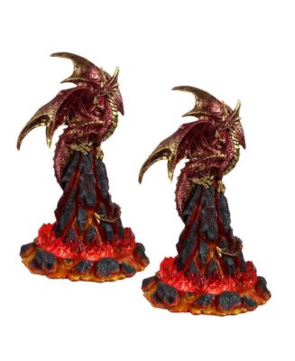 FC Design "2-PC Set" 10"H Medieval Red Volcano Dragon with LED Light ...