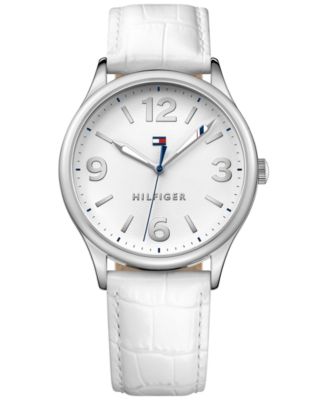 Tommy Hilfiger - Women's White Leather Strap Watch 38mm 1781594
