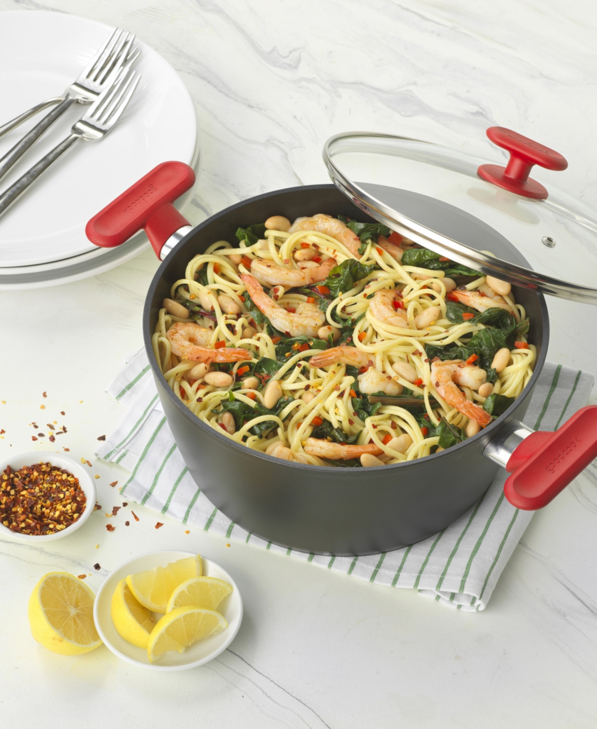 Goodcook Proease Aluminum Nonstick 4-quart Dutch Oven In Black