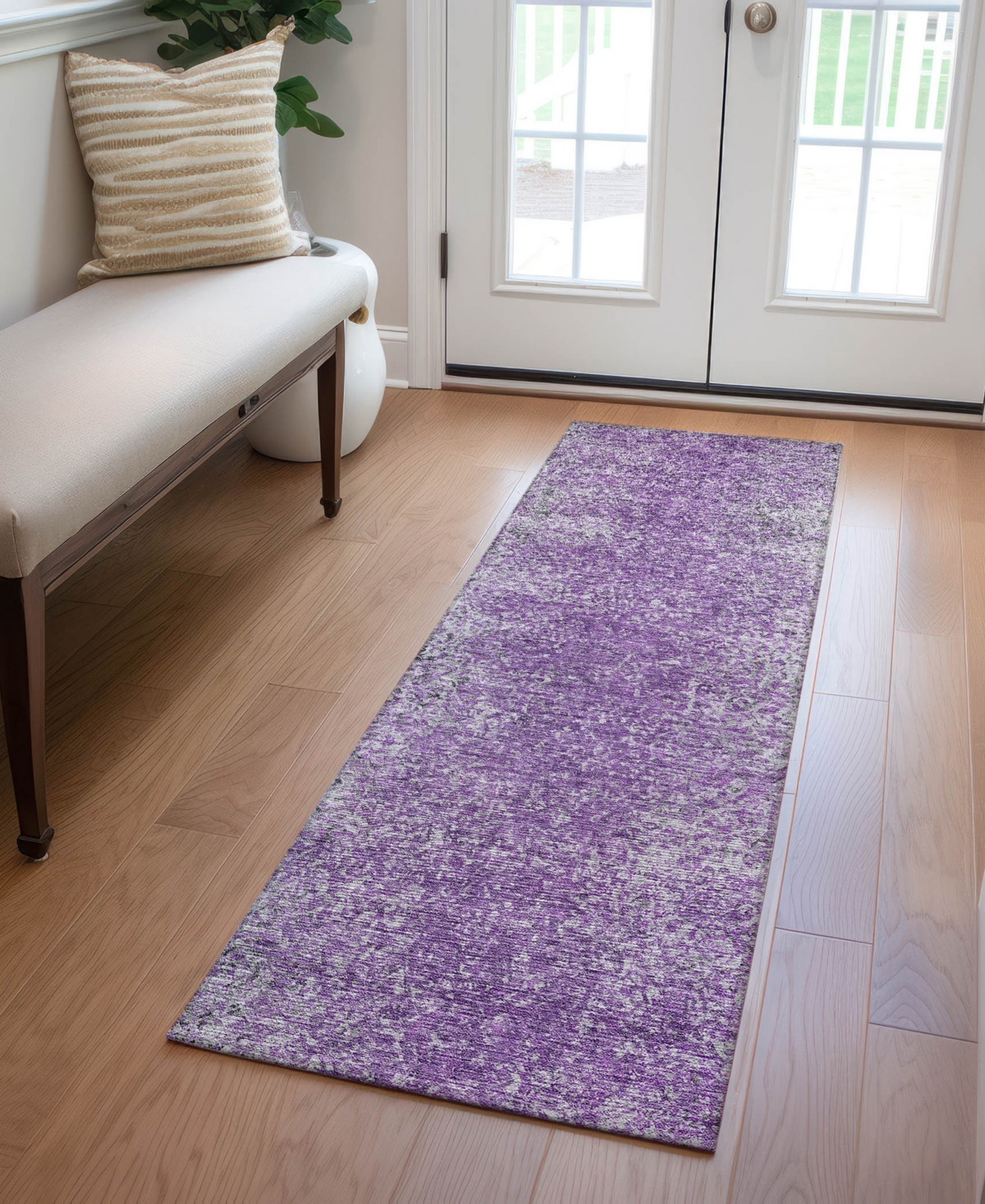 Addison Chantille Acn840 2'3"x7'6" Runner Area Rug In Plum