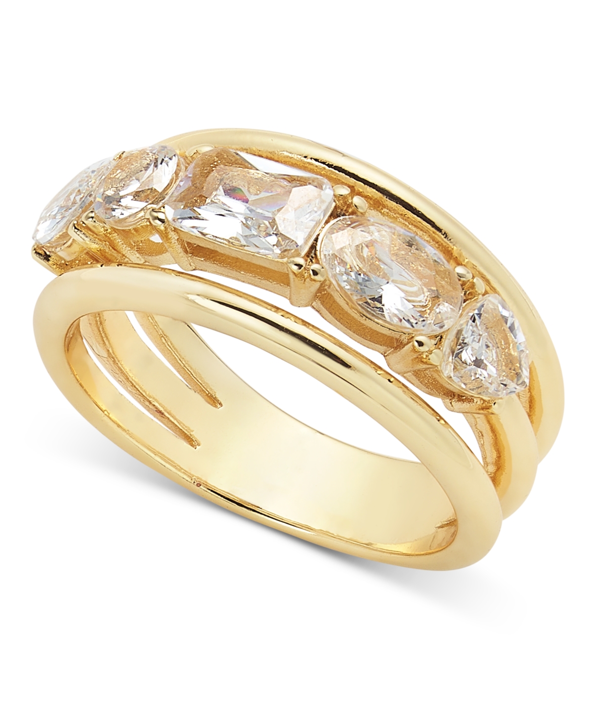 ON 34TH GOLD-TONE CRYSTAL THREE ROW RING, EXCLUSIVELY AT MACY'S 