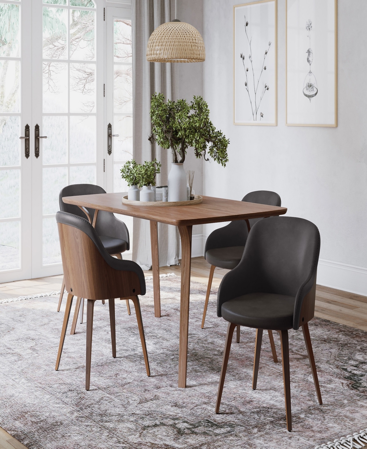Lumisource 31" Wood Bacci Mid-century Modern Dining Accent Chair In Brown