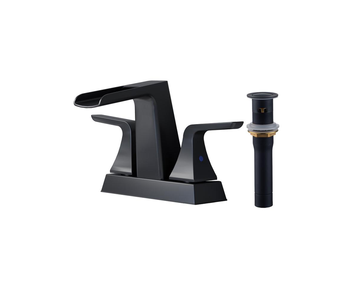 Centerset Faucet 2-handle Bathroom Faucet with Drain Assembly - Matte black