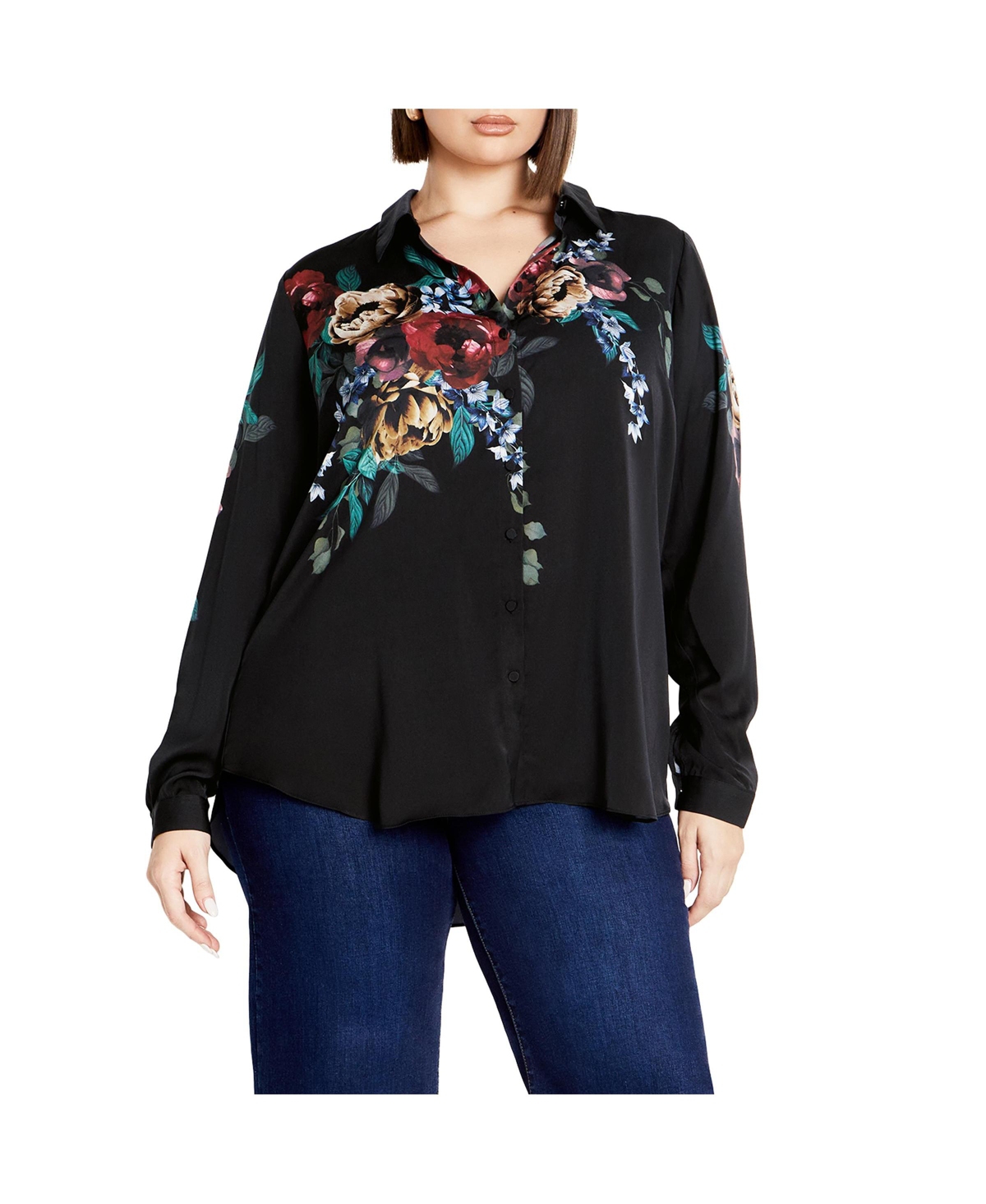 Plus Size Phoebe Shirt - Dark late bloom