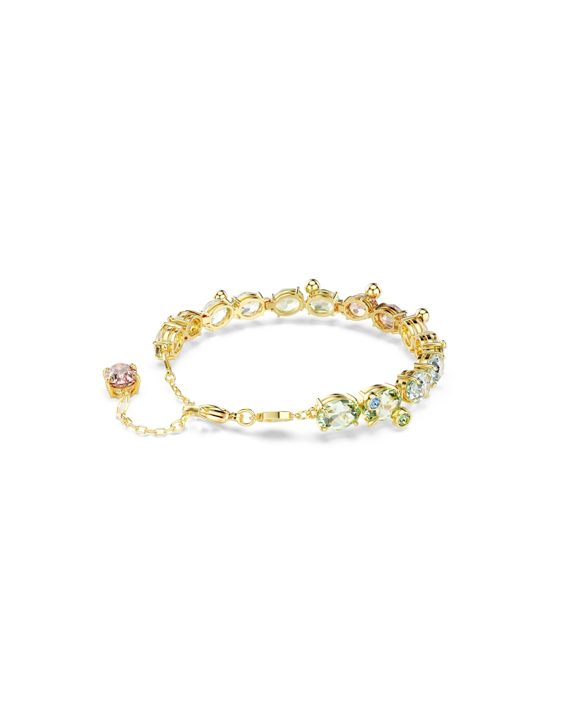 Swarovski Gema Mixed Cuts, Multicolored, Gold-tone Plated Tennis Bracelet In Multicolored