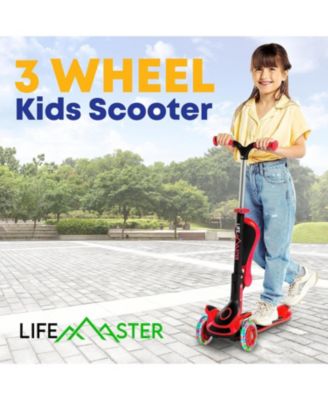3-Wheel Kids Scooter with Foldable Seat, Adjustable Handlebar, LED Light-Up Wheels & Anti-Slip Deck, Lean-to-Steer Design for Ages 2+, Indoor/Outdoor
