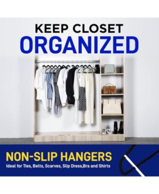 Bakken- Swiss Lifemaster Premium Quality Velvet Non-Slip Clothes Hangers - Set of 20 Sturdy Black Plastic Coat Hangers with Smooth 360° Swivel Hooks for Wrinkle-Free Hanging and Space-Saving Closet Organization